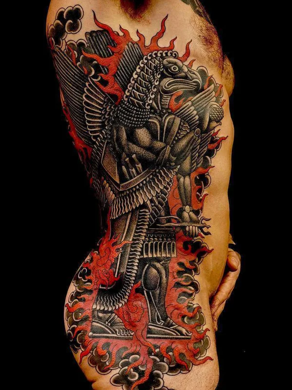 male color blackwork Tatuaggio su side #21729 | Tatuatore Rg