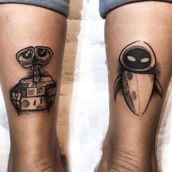 Sketch Robot, Wall-e tattoo on Calf