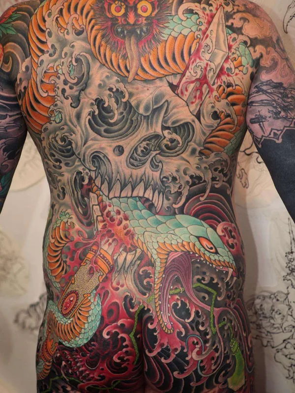male color japanese 纹身 在 full back #21437 | 纹身师 Johan Svahn