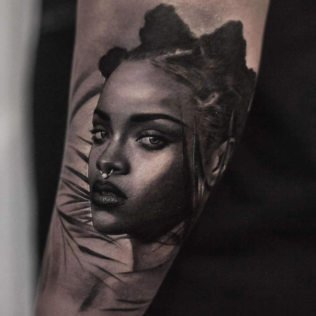 Tattoo artist Inal Bersekov, black&grey portrait realistic tattoo | Belgium