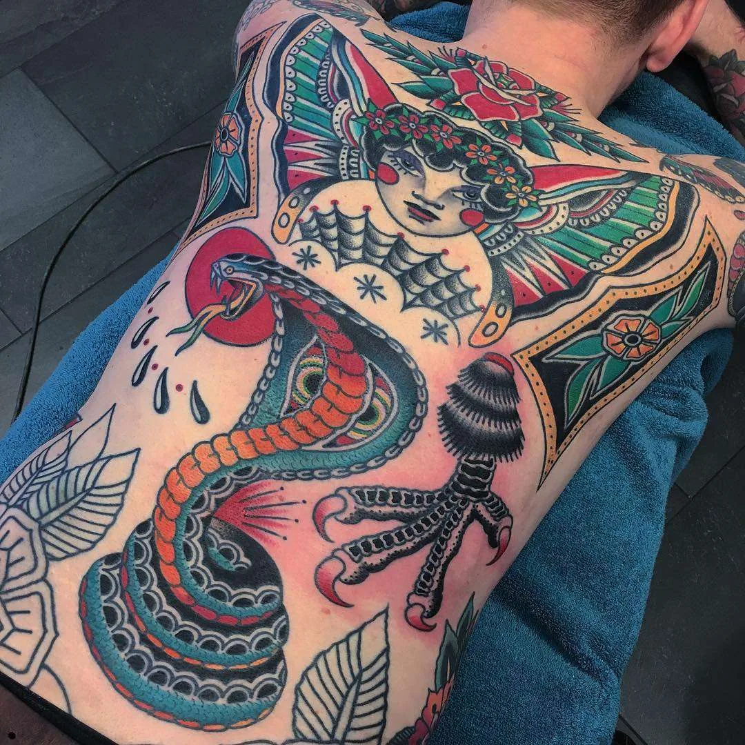 Tattoo artist Filip Henningsson, color traditional tattoo, old school | Sweden