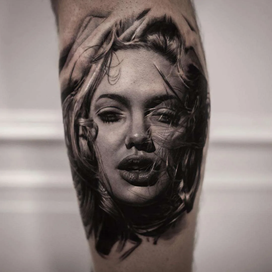 Tattoo artist Inal Bersekov, black&grey portrait realistic tattoo | Belgium