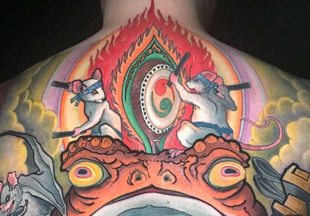Illustrative Animals, Fantasy tattoo on Upper Back