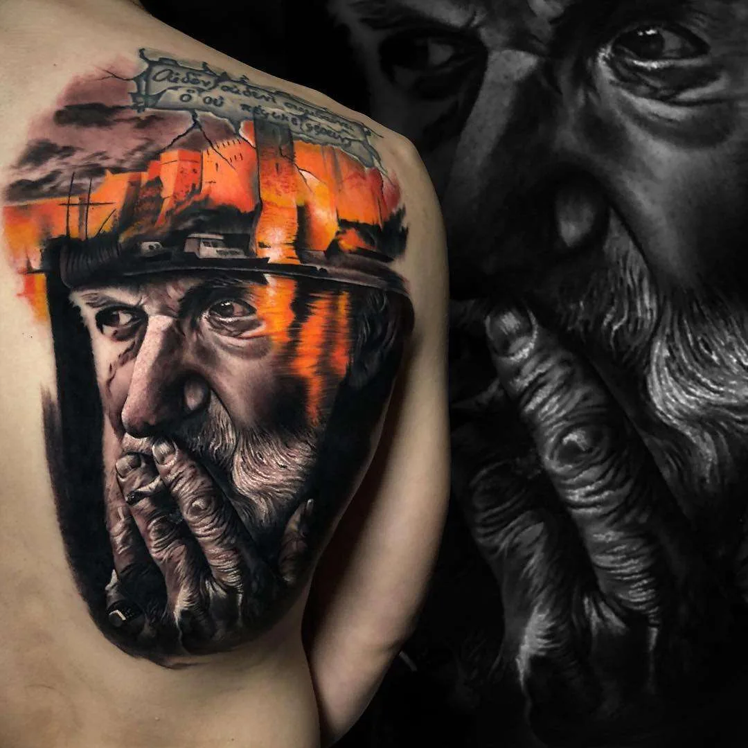 Tattoo artist Christos Zorbas color and black&grey portrait tattoo realism | Greece