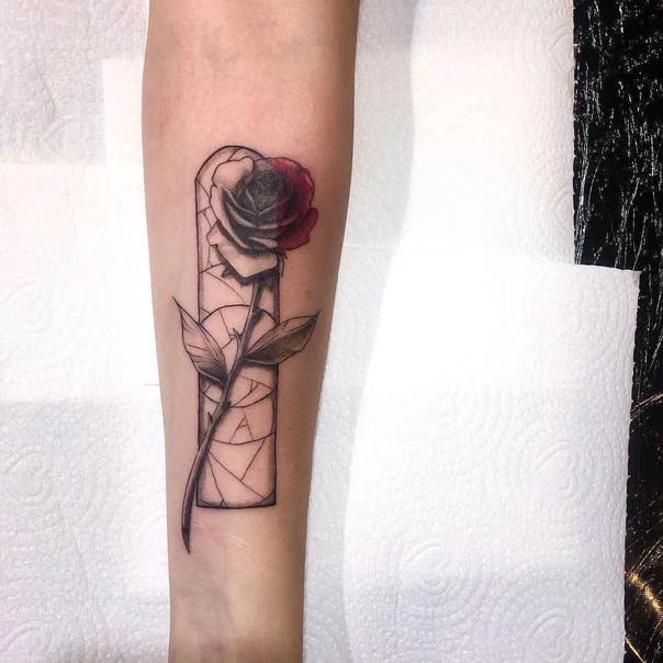 Illustrative Rose, Floral tattoo on Forearm
