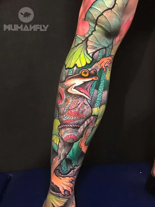 color japanese Tatuaggio su calf #21317 | Tatuatore Jee Sayalero