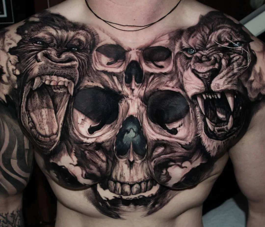 Tatuador Jayden Pengilly, cores e preto e cinza autores retrato realismo tatuagem, surrealismo | Austrália