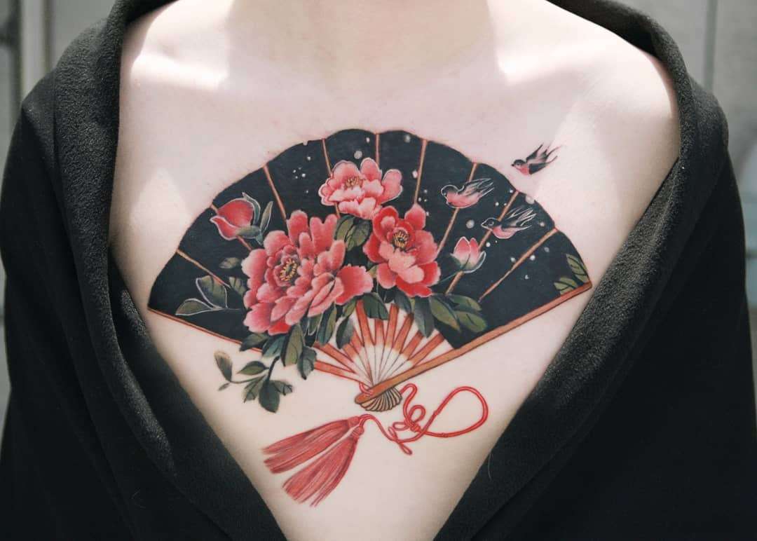 Tattoo uploaded by Claire  Beautiful By AhmetCambaz fan cherryblossom  flowers petals japanese  Tattoodo