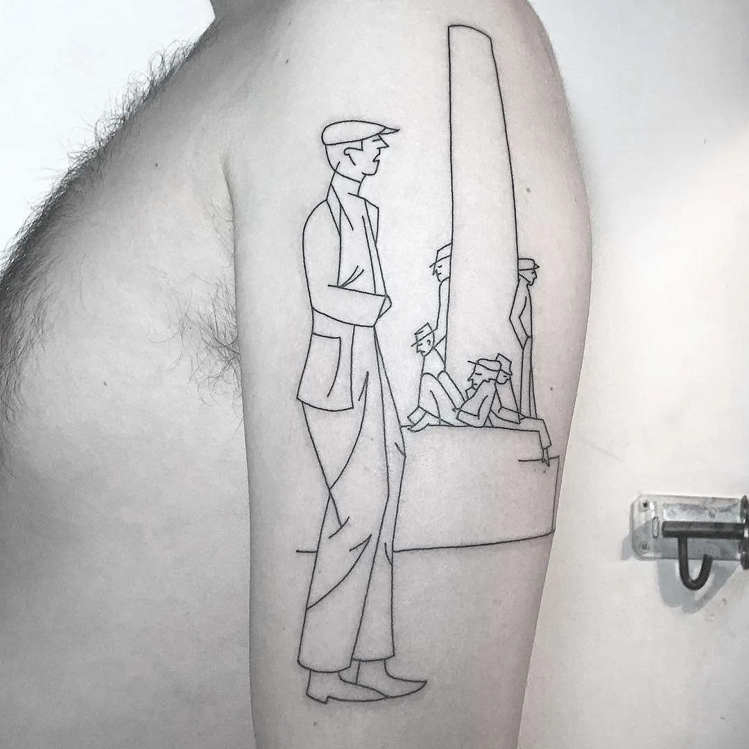 Tatuador Caleb Kilby, estilo abstract linework tatuagem | Reino Unido
