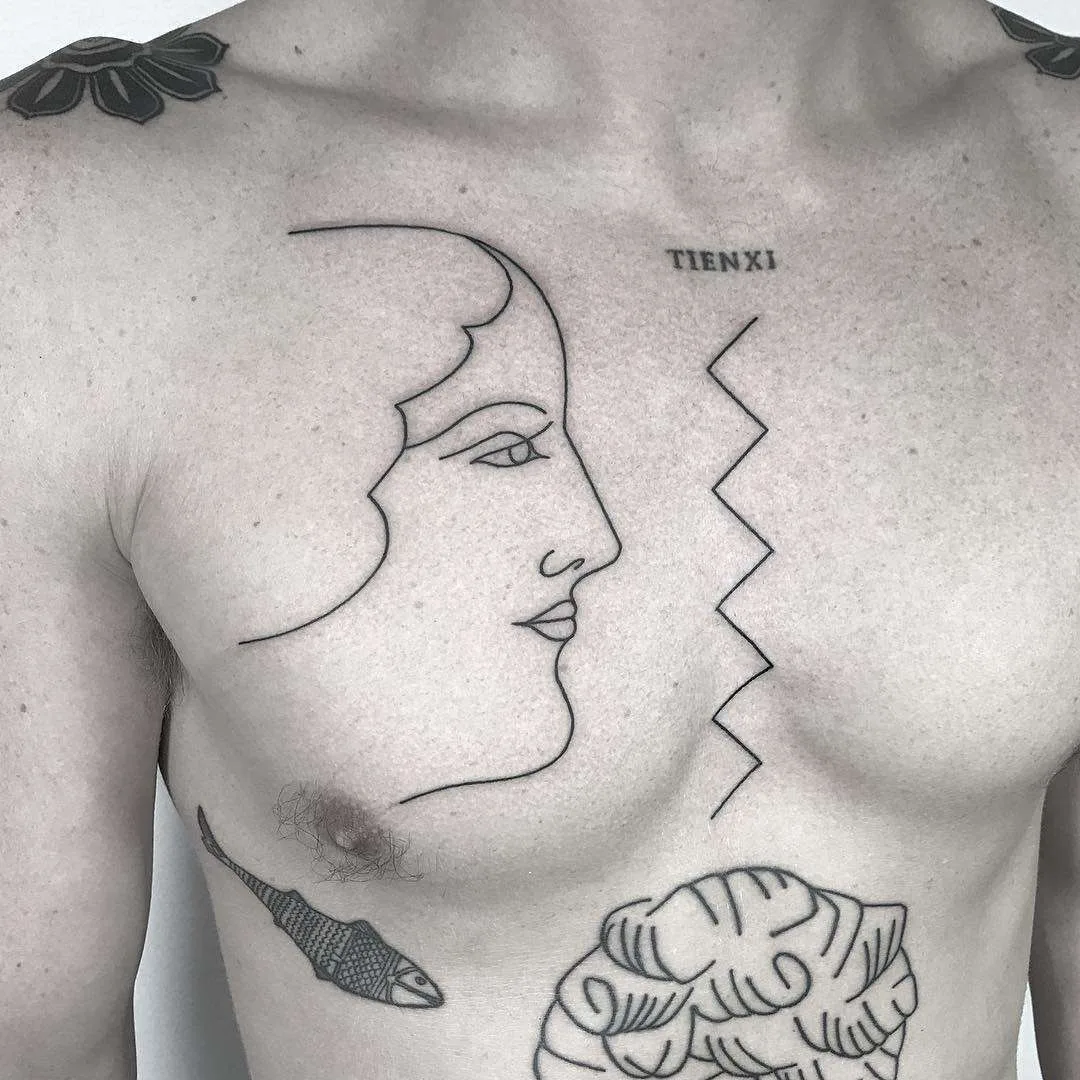Tatuador Caleb Kilby, estilo abstract linework tatuagem | Reino Unido