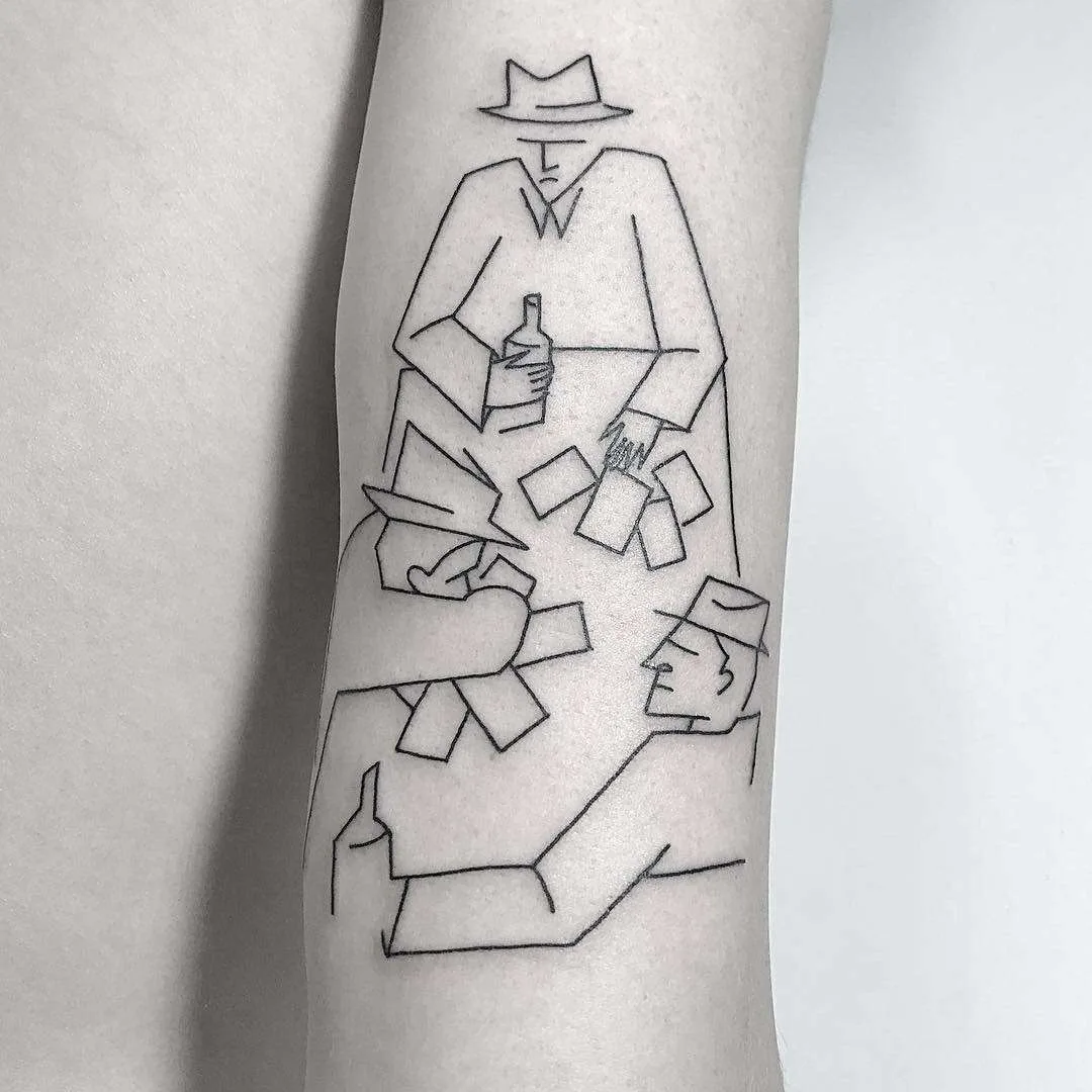 Tatuador Caleb Kilby, estilo abstract linework tatuagem | Reino Unido