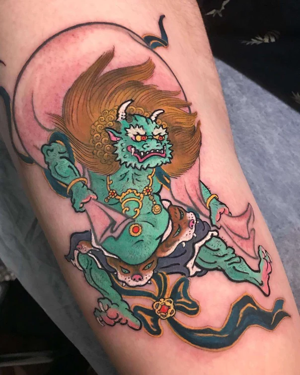Japanese Demon, Mythological tattoo on Forearm