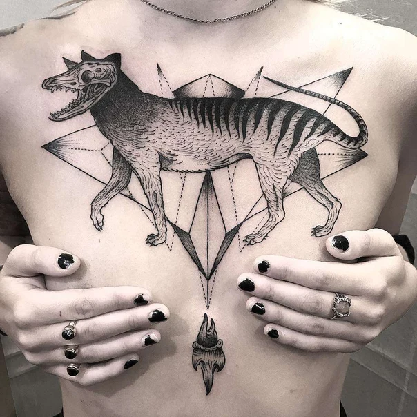 Blackwork Animal, Geometric tattoo on Chest