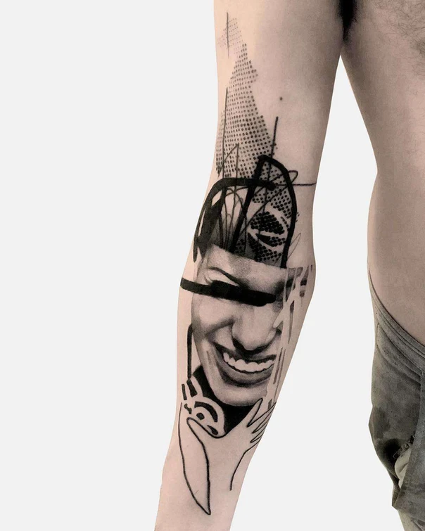 Realism Portrait, Geometric tattoo on Forearm