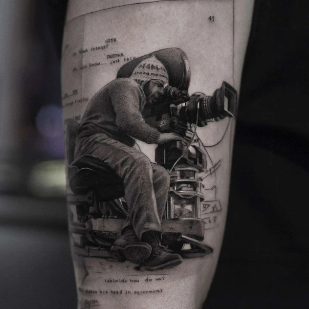Realism Camera, Film tattoo on Forearm