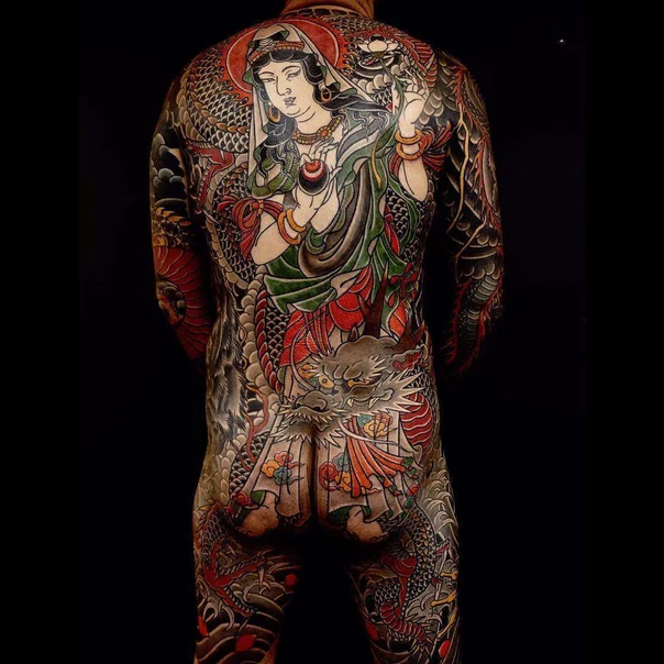 Japanese Dragon, Figure tattoo on Full Back