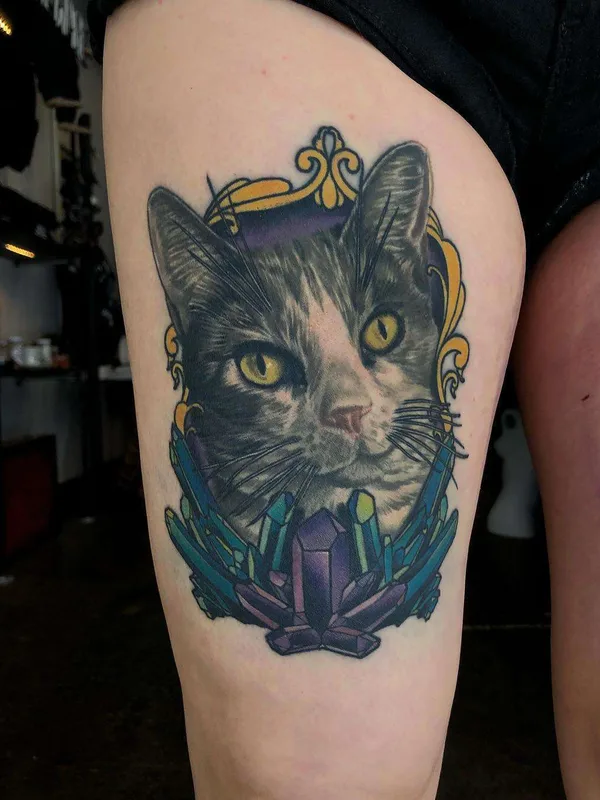 color realism 纹身 在 thigh #21850 | 纹身师 Megan Massacre