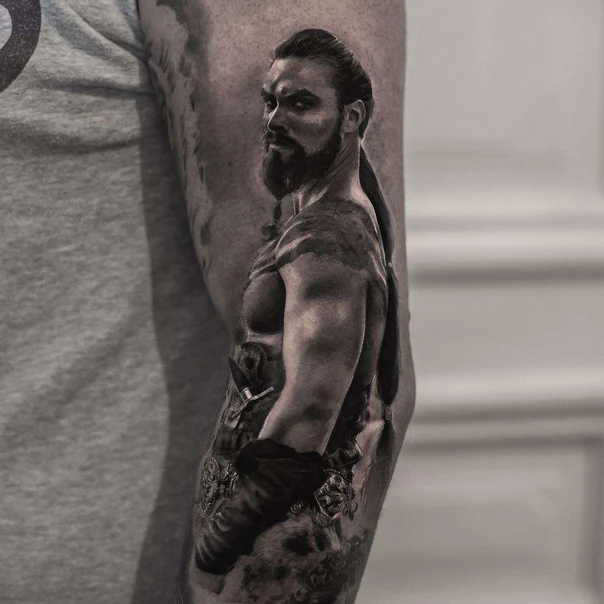 Realism Portrait, Warrior tattoo on Full Sleeve