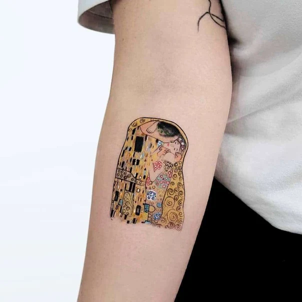 Illustrative Couple, Art nouveau tattoo on Forearm