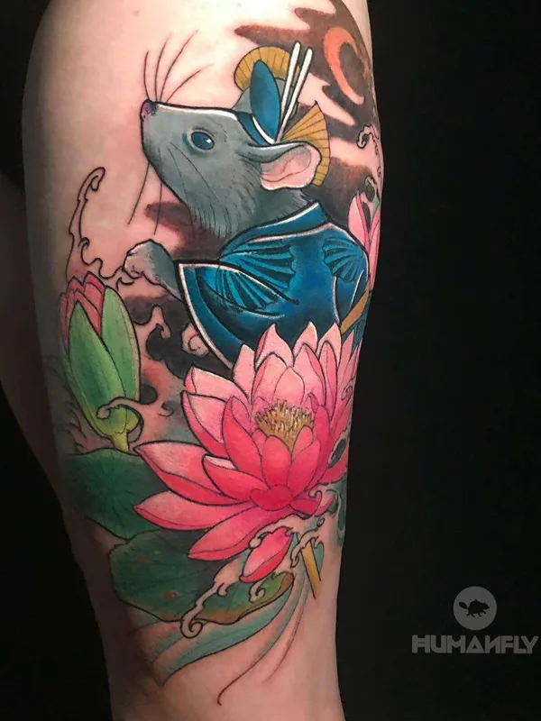 color japanese Tatuaggio su thigh #21320 | Tatuatore Jee Sayalero