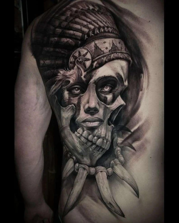 Realism Skull, Portrait tattoo on Shoulder