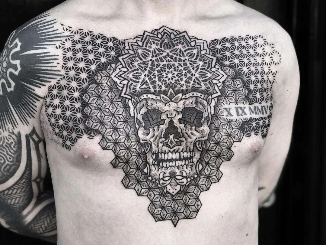 Tattoo artist Caco Menegaz, authors style blackwork ornamental tattoo | Brazil