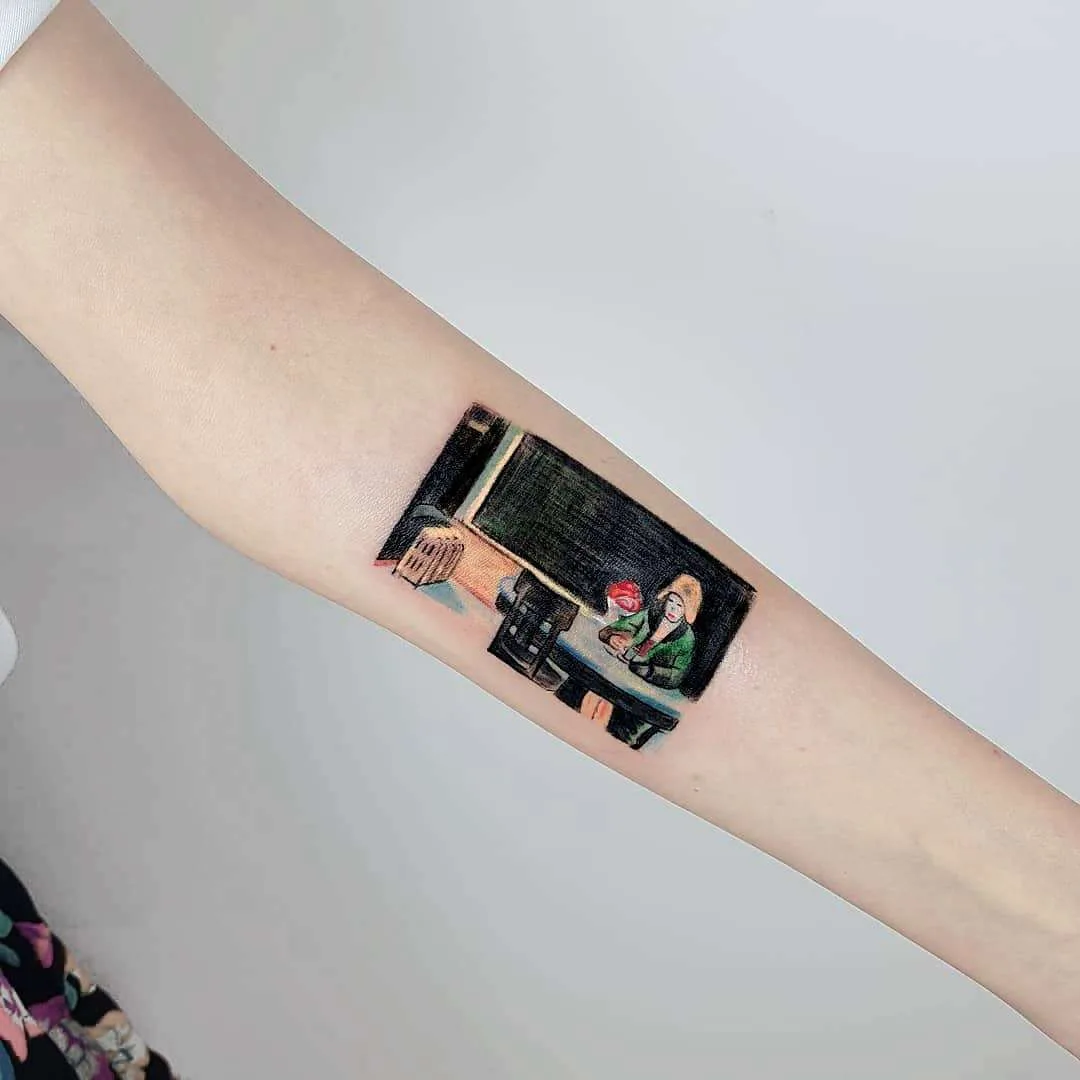 Tattoo artist Hakan Adik, authors style color and black watercolor minimalistic tattoo | Turkey