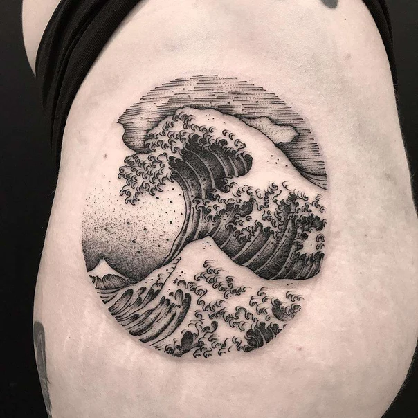 Japanese Wave tattoo on Side