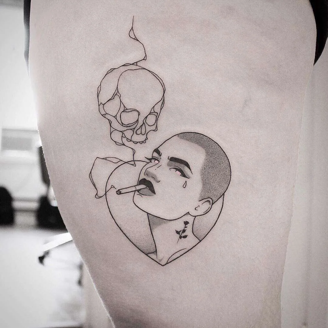 Artista del tatuaggio Brendon Welfare Dentist, stile blackwork a mano handpoke tatuaggio | Canada