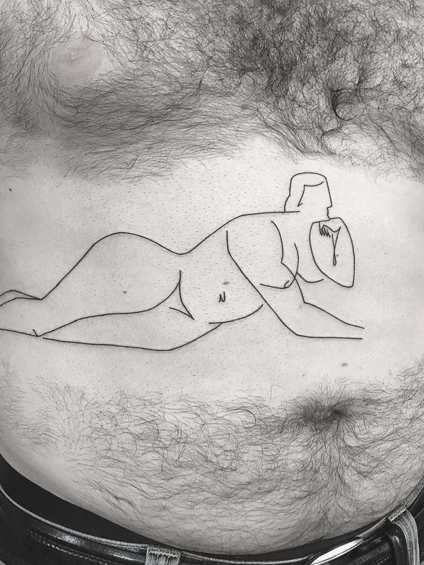 black linework 纹身 在 chest #21422 | 纹身师 Caleb Kilby