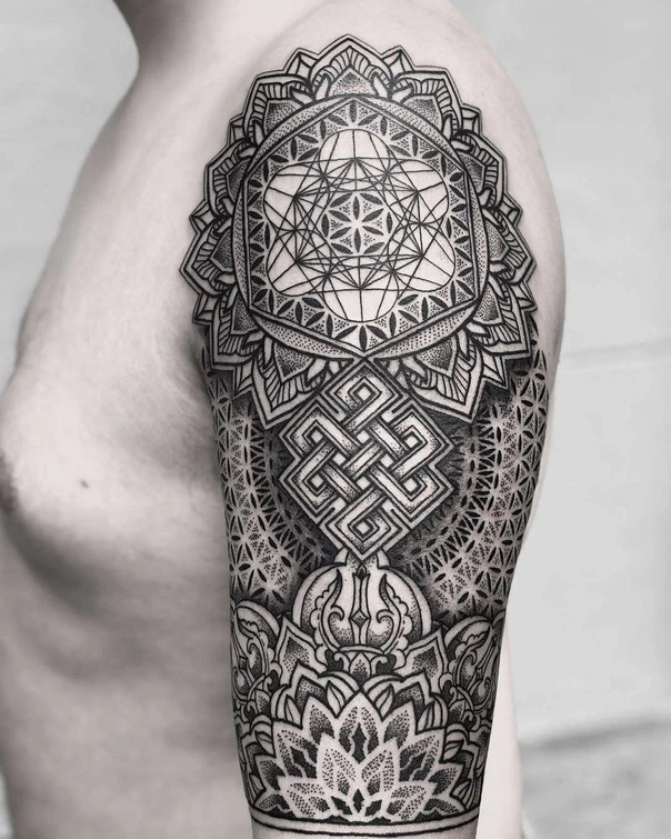 Ornamental Mandala, Geometric tattoo on Full Sleeve