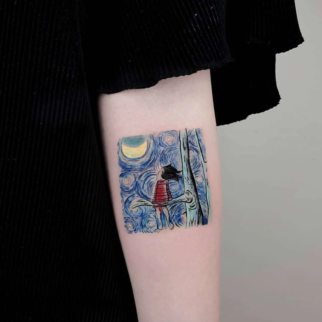 Tattoo artist Hakan Adik, authors style color and black watercolor minimalistic tattoo | Turkey