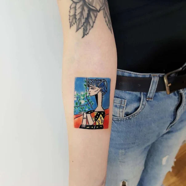 Cubism Portrait, Figure tattoo on Forearm