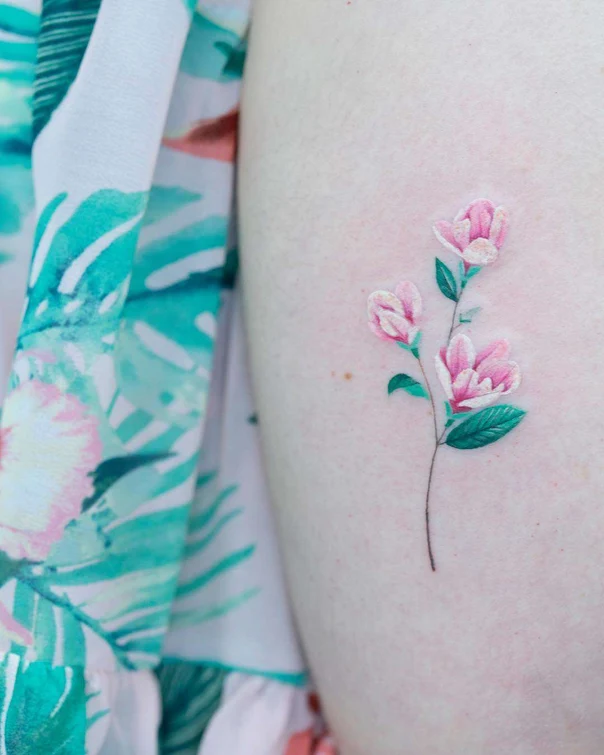 Botanic Flower, Plant tattoo on Shoulder