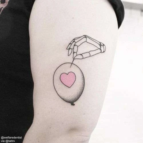 Linework Balloon, Heart tattoo on Upper Arm