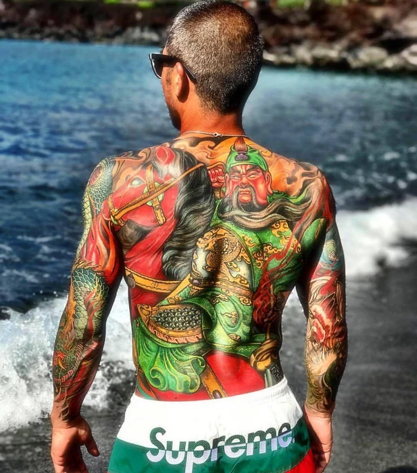 Japanese Warrior, Dragon tattoo on Full Back