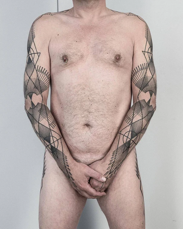 Geometric Geometric, Abstract tattoo on Full arm