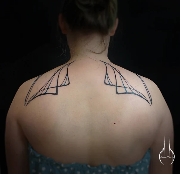 Geometric Abstract tattoo on Upper Back