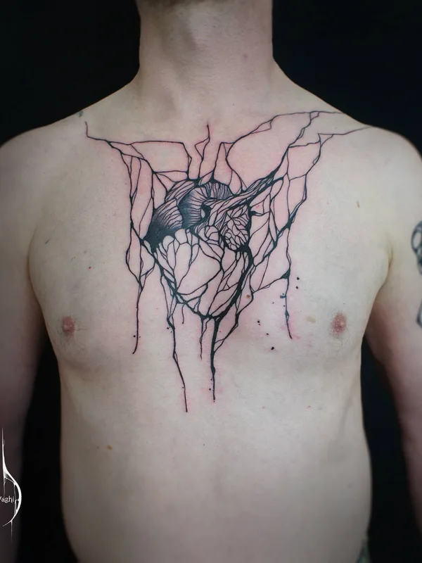 male black abstract 纹身 在 chest #31052 | 纹身师 Sanne Vaghi