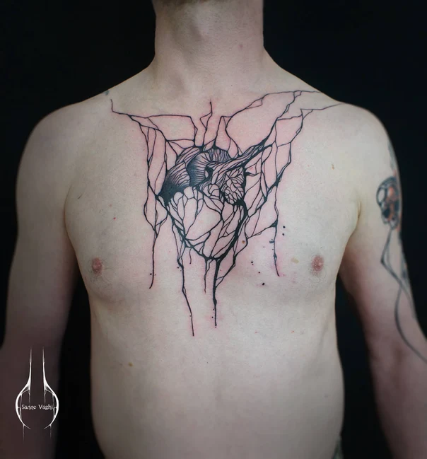 Abstract Organic, Geometric tattoo on Chest