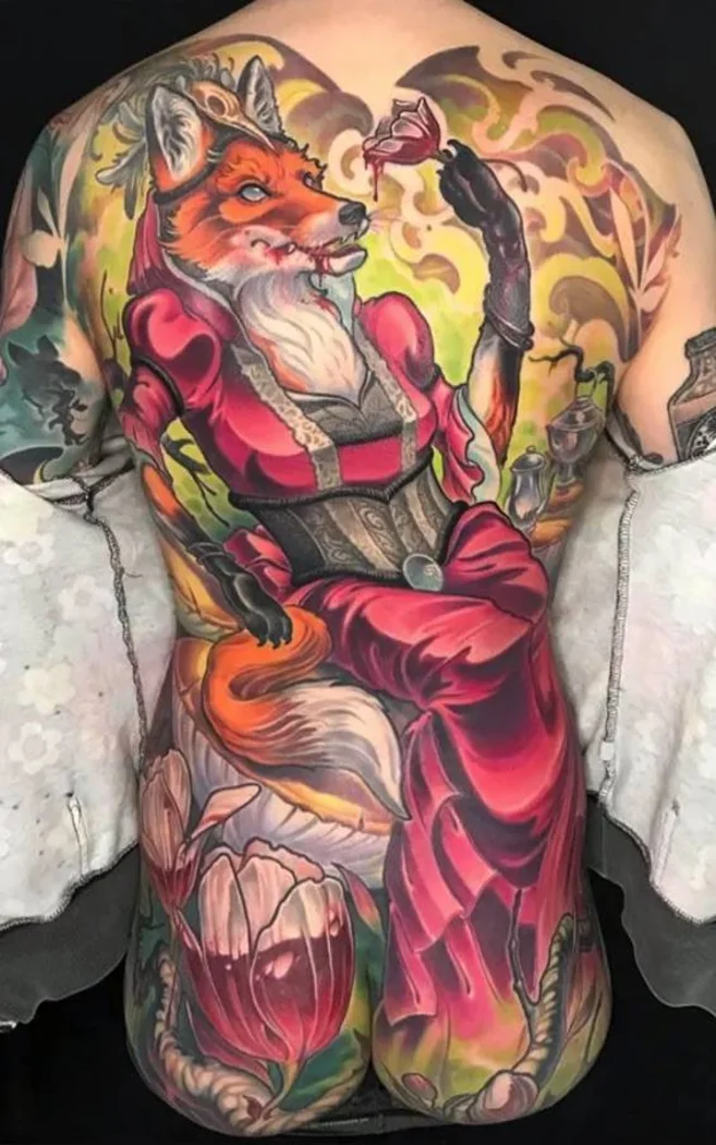 Tatuaggi neo tradizionali chiari e grandi da Ande Chambers