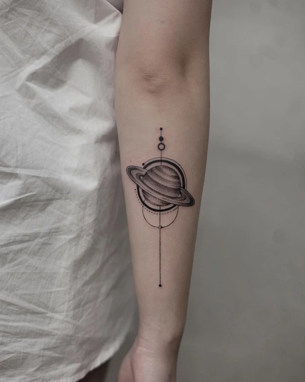 Geometric Planet, Geometric tattoo on Forearm