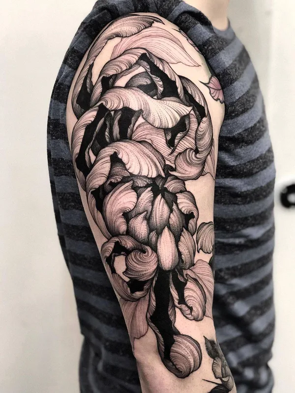 black and grey linework татуировка на full sleeve #31147 | Тату мастер Kelly Violet