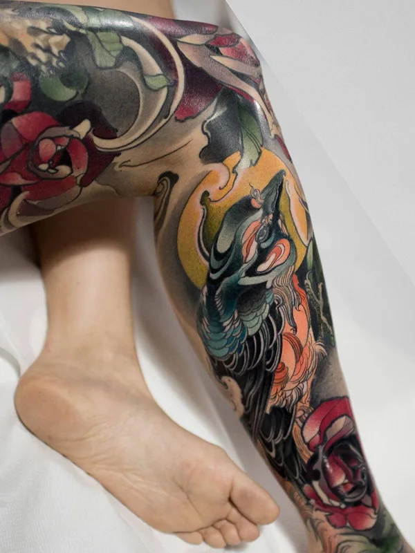 color japanese tattoo on calf #31354 | Tattoo Artist Renan Batista