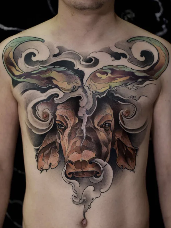 male color realism tattoo on chest #31353 | Tattoo Artist Renan Batista