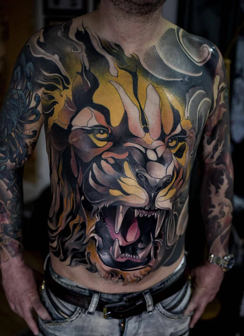 Renan Batista's neo traditional tattoo