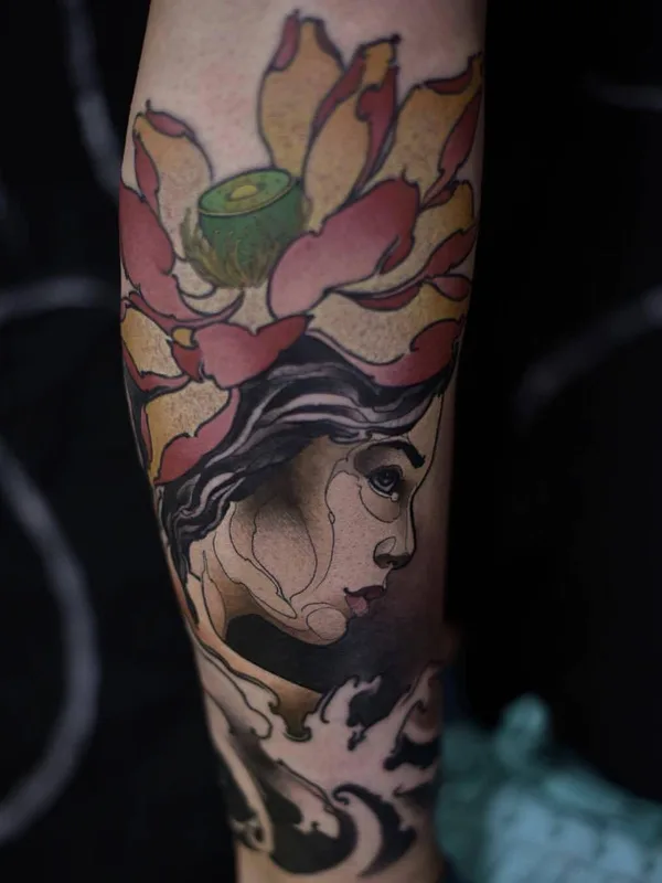 female color illustrative tattoo on forearm #31351 | Tattoo Artist Renan Batista