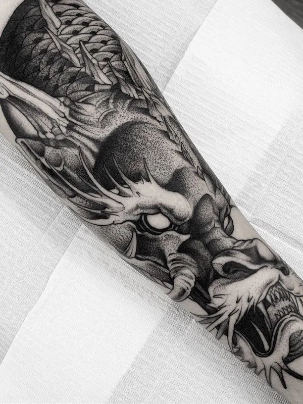black and grey japanese Tatuaggio su forearm #31442 | Tatuatore Planoc