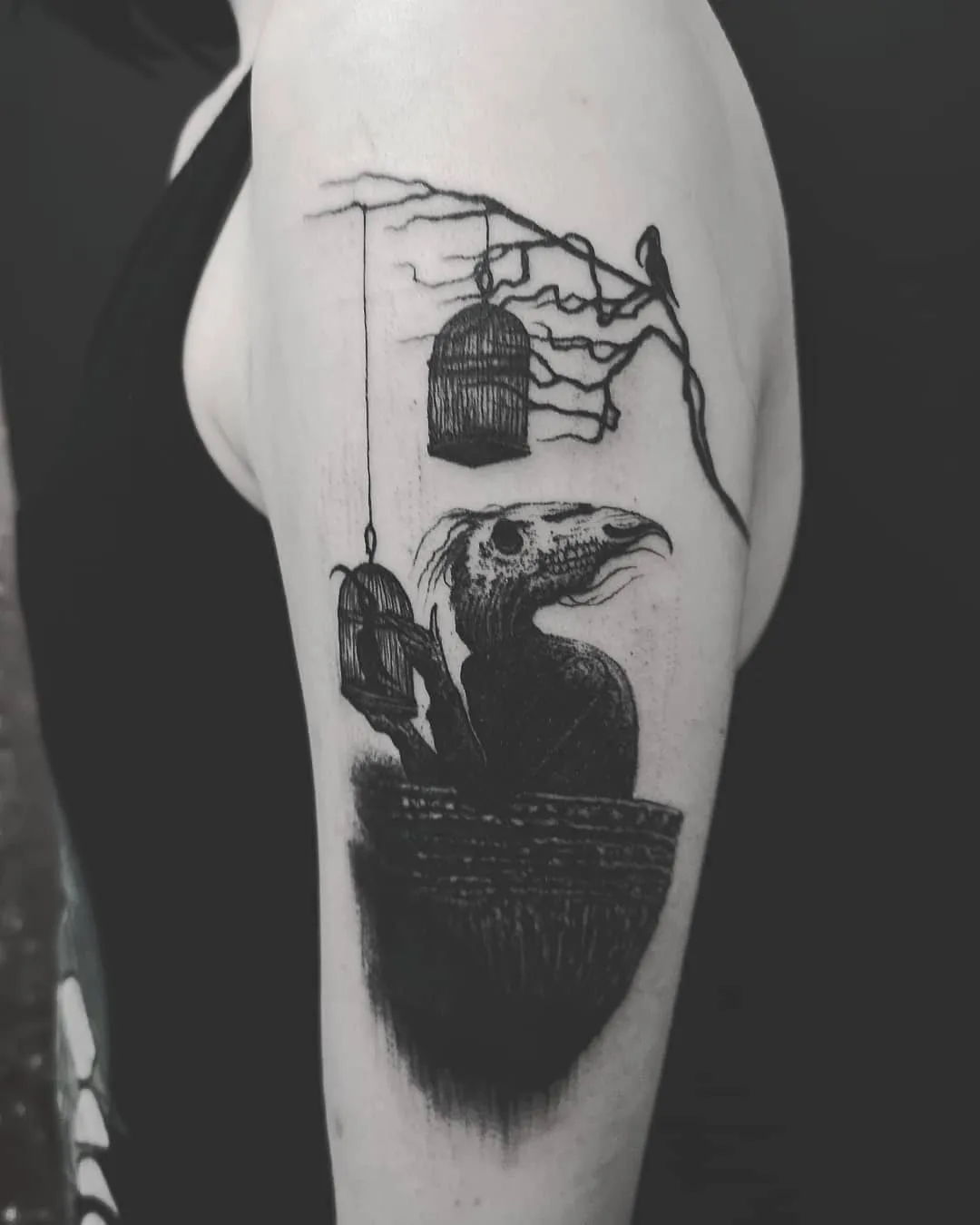 Artista di tatuaggio Morty, tatuaggio di terrore in nero, blackwork, tatuaggio a schizzo, tatuaggio a punti | Oslo, Norvegia