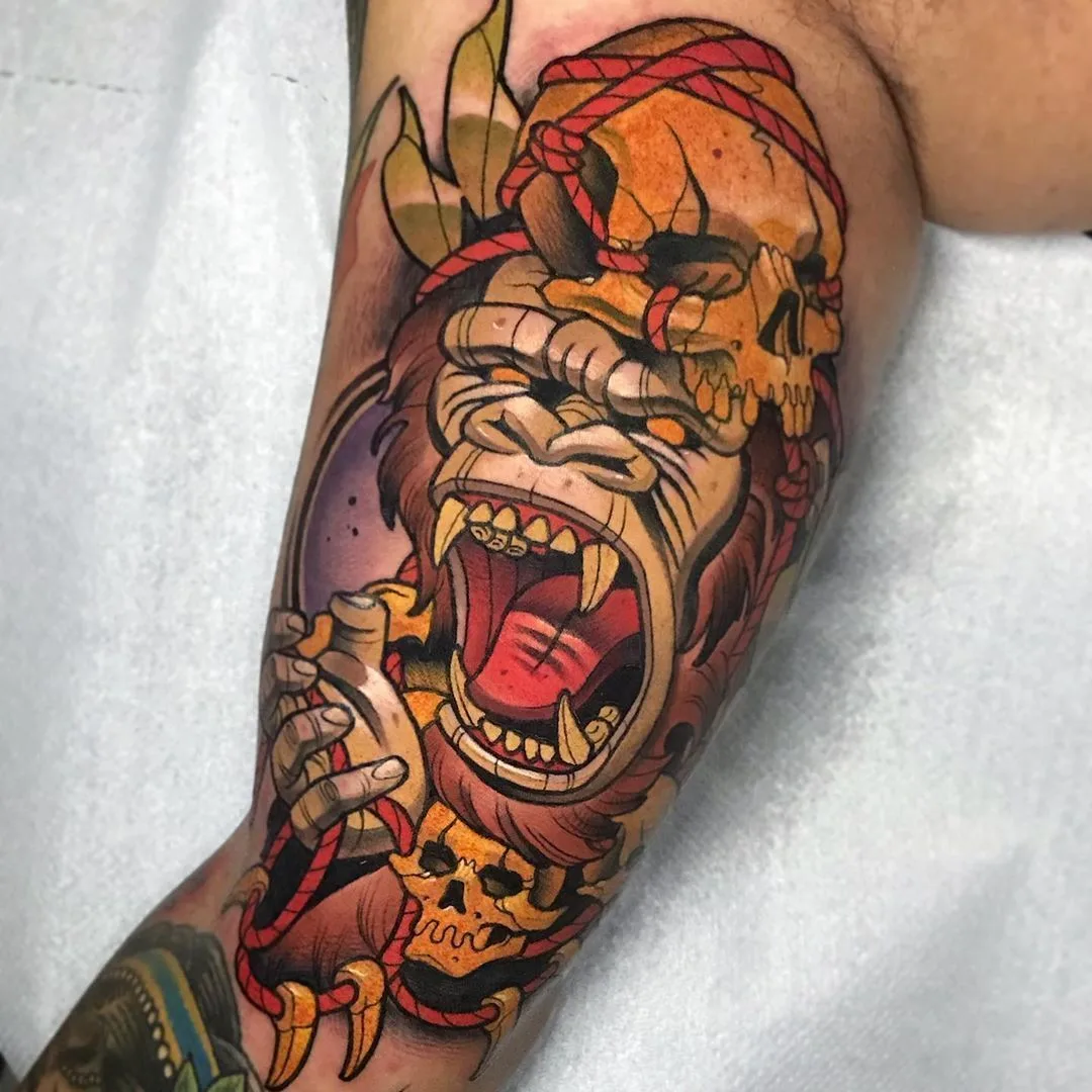 Color Neo Traditional tattoo with New School | Tattoo artist Eugenios Simopoulos | Athens, Greece